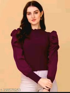 Burgundy Puff Sleeve Top