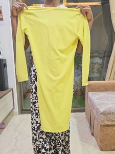 Yellow Long Sleeve Mini Dress