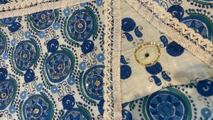 Blue Printed Anarkali ,plazo With Dupta Set