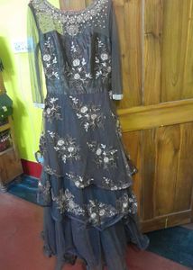 Elegant Brown Embroidered Gown