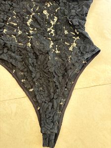 Elegant Backless Black Lace Bodysuit