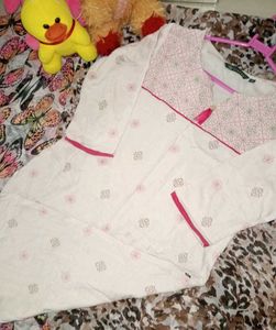 White & Pink Floral Tunic Top
