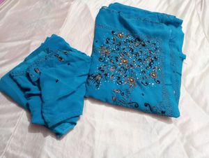 Blue Plain Designer Saree (Women)