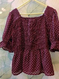 Get Combo Of 2 Polka Dot &amp; Shimmer Black Top