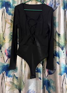Black Lace-Up Bodysuit