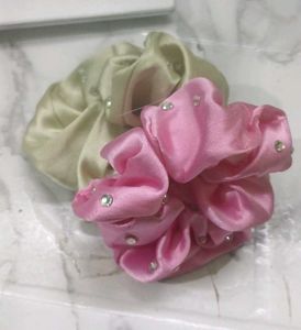 Embellished Satin Scrunchies