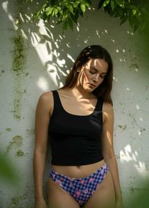 Floral Checkered Bikini Bottom