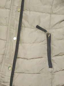 Beige Puffer Coat with Hood