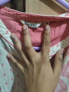 Elegant Pink &amp; White Kurta