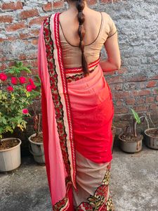 🎊🧿Diwali special Elegant Red &amp; Beige Saree