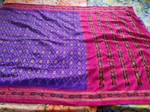 Violet And Pink Ikkat Silk Saree