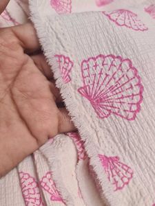 Pink Seashell Print Fabric