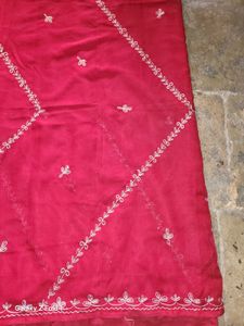 Red Embroidered saree