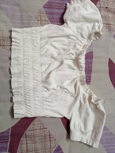 White Adjustable Off Shoulder Top