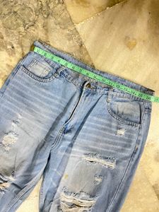 Ripped boyfriend fit denim