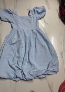 Cute Blue Puff Sleeve Dress