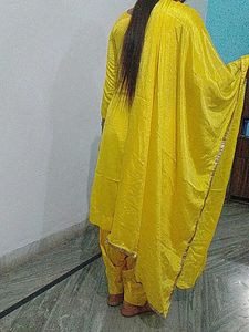 Plane Yellow Suit With Dupatta