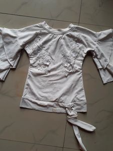 Denim hot Pant and white top with Knot
