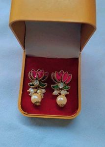 Lotus Pearl Drop Earrings
