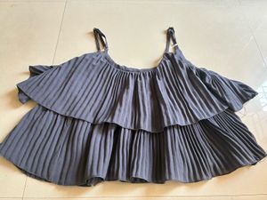 Pleated Cold Shoulder Top