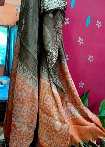 Elegant Coral &amp; Brown Kurti Pant Duppata Set