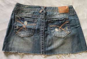 Distressed Denim Mini Skirt