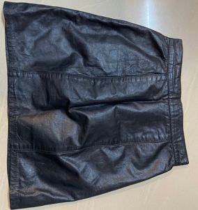Vintage Black Leather Mini Skirt