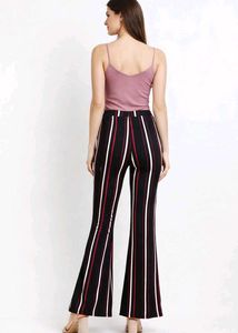 Shein Black, Red &amp; White Striped Flared Pants