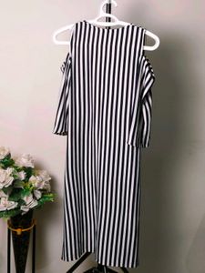 Striped Cold Shoulder Dress