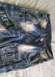 Distressed Graphic Patch Jeans