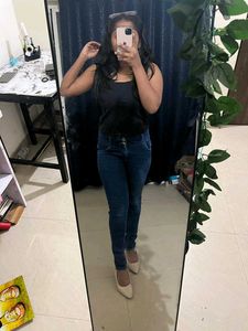 low rise blue skinny jeans