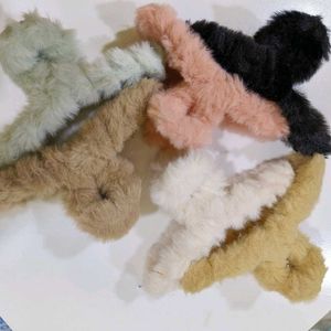 Colorful Fuzzy Hair Claw Clips
