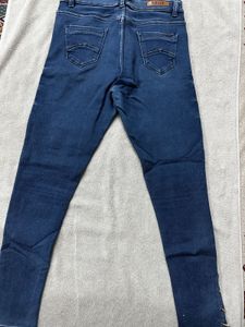 Dark Blue Skinny Jeans with Lace-Up Ankle detail