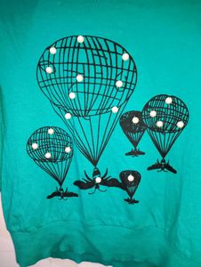 Stylish Green Balloon Print With Peral Detailing
