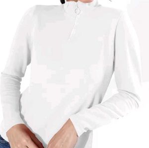 White Long Sleeve Zip Top
