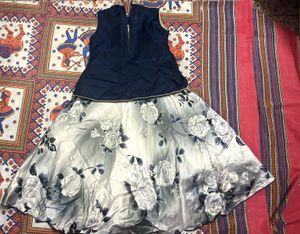 🌹Stylish Navy &amp; Silver Floral Frock for Girls