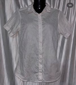 White Short Sleeve Button-Down