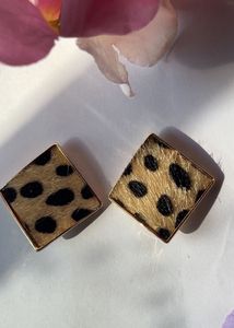 Leopard Print Square Earrings