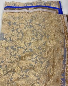 New Royal Blue And Gold Banarsi Silk Organza Saare