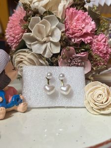 Heart Pearl Drop Earrings