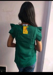 Green Ruffle Sleeve Top