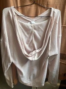 Waffle Knit V-Neck Hoodie