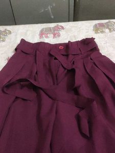 Maroon Wide Leg Pants