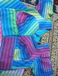 Rainbow Floral Fabric Piece