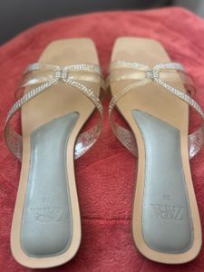 Zara Clear Strap Embellished Sandals