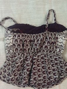 Patterned Peplum Tank Top