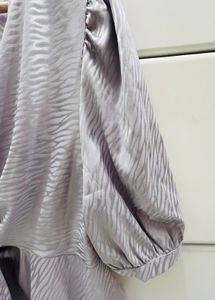 Free Size Metallic Puffed Sleeves Peplum Top