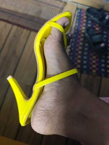 Yellow Stalk Heeled Sandals