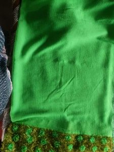 Green Floral Embellished Saree