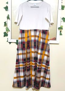 London Belly White Checked Midi
